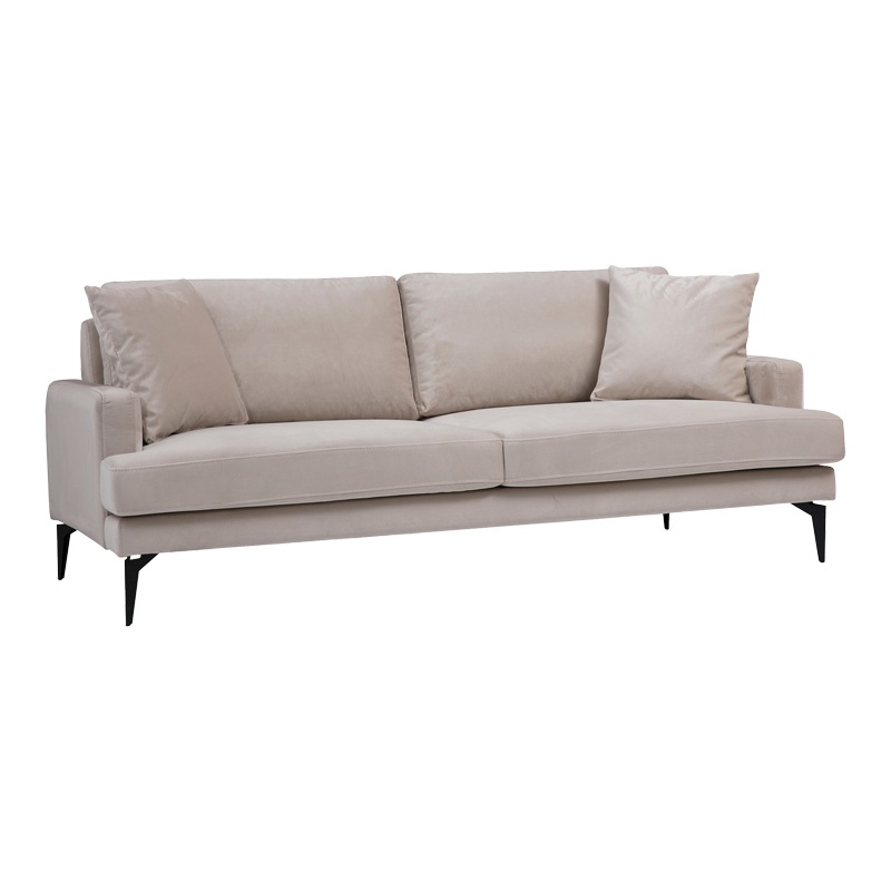 Canapea 2 locuri Fortune, Pako World, Bej-Negru, 175x90x88 cm