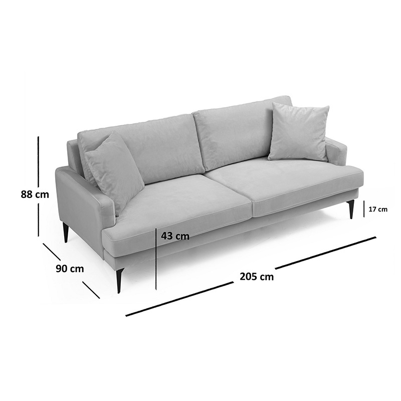 Canapea 2 locuri Fortune, Pako World, Bej-Negru, 175x90x88 cm