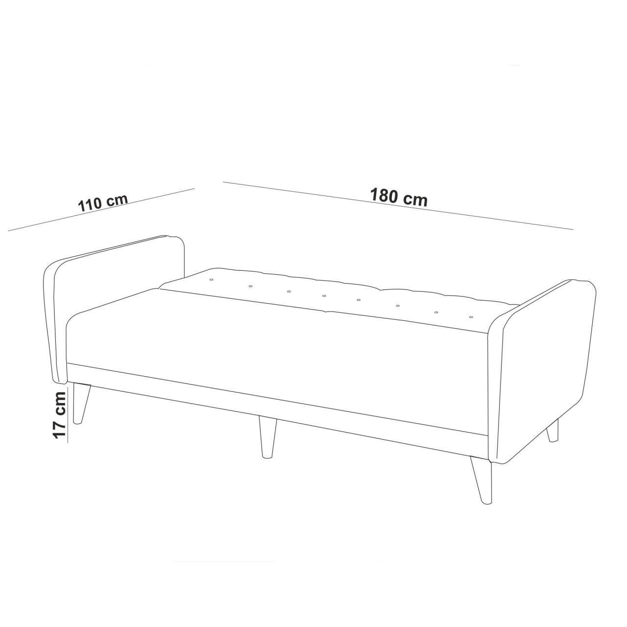 Canapea 3 locuri Aria Gri 205x85x80 cm