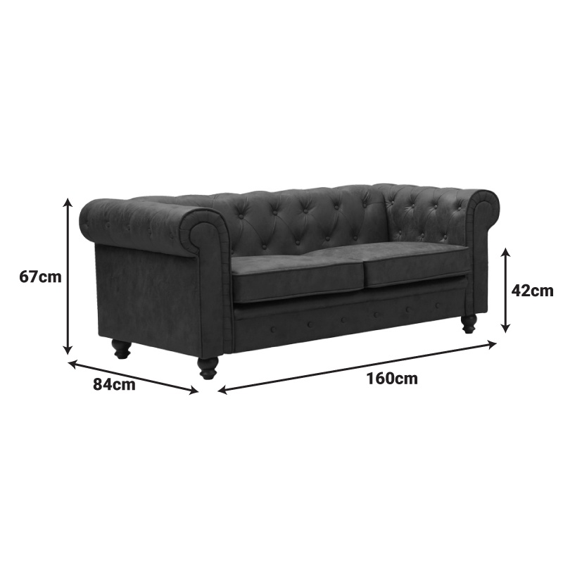 Canapea cu 2 locuri Chesterfield Maro 160x84x67 cm - 4 | YEO