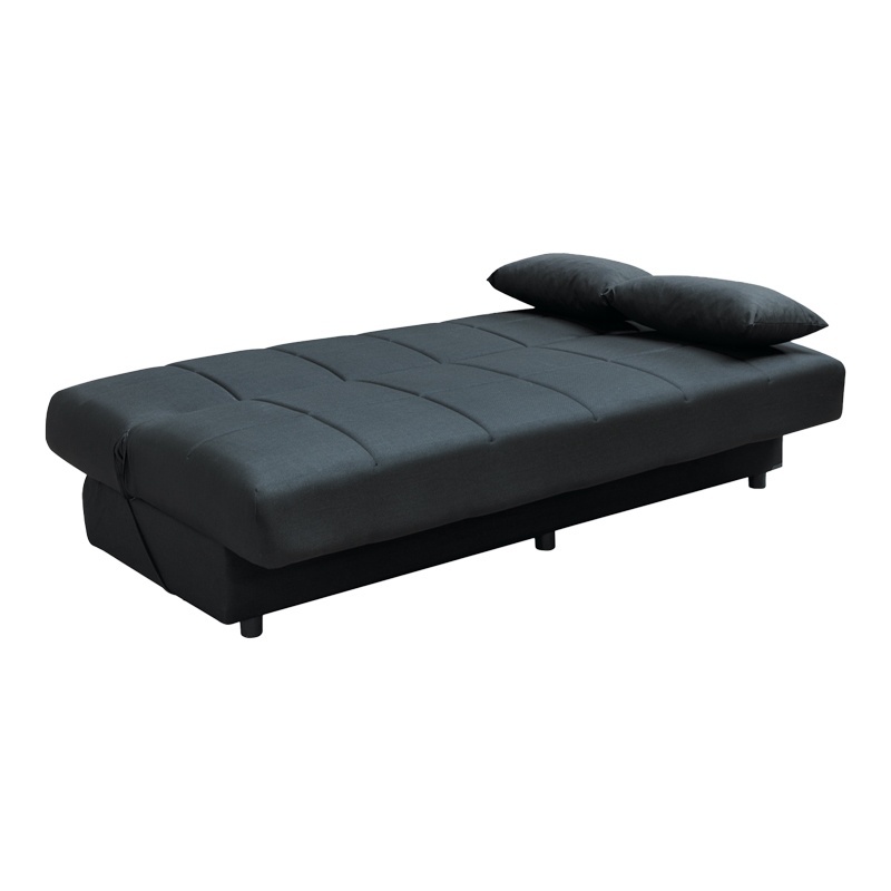 Canapea extensibila Romina 3 locuri cu spatiu de depozitare tesatura negru 180x83x79 cm - 2 | YEO