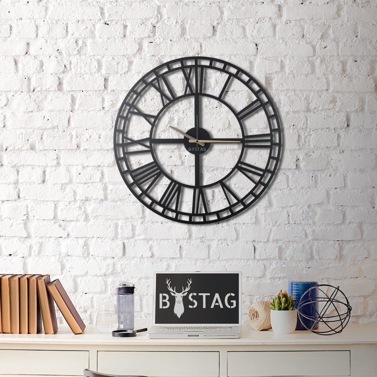 Ceas de perete decorativ din metal WATCH Negru 70x70 cm - 1 | YEO