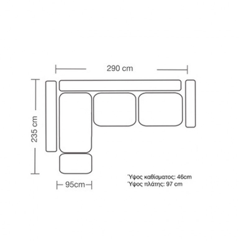 Coltar Dreapta Boston Verde Inchis - Gri Inchis 290x235x95 cm - 3 | YEO