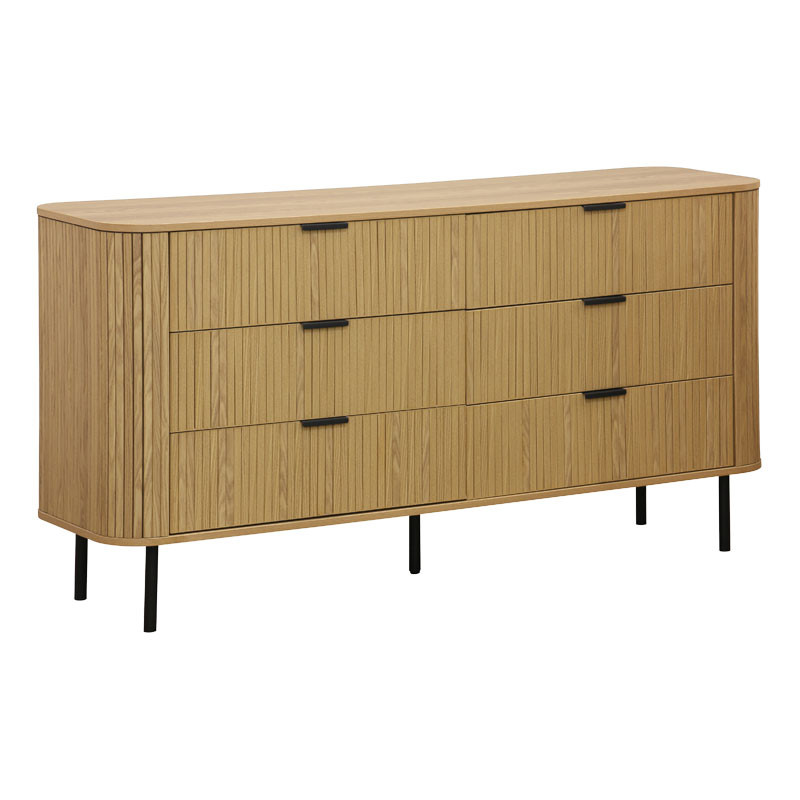 Comoda cu 6 sertare Scandi culoarea lemn naturala 153x46x81cm