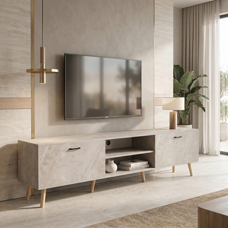 Comoda TV Gorna Pako Bej 180x35x48.6 cm