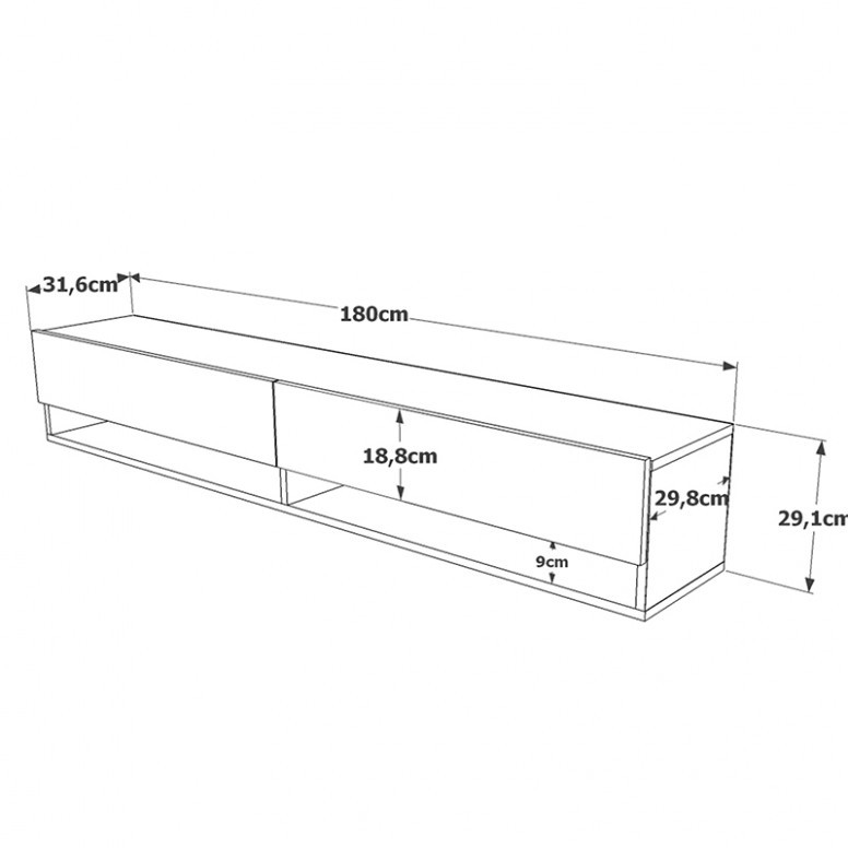 Comoda TV Handra Antracit 180x31.5x29.5 cm - 4 | YEO