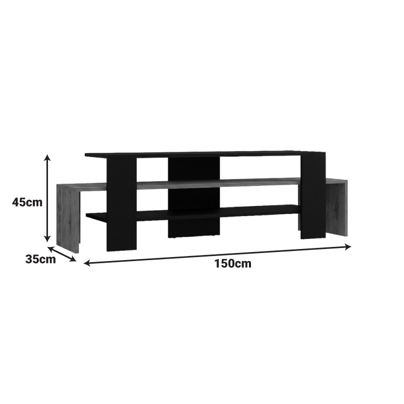 Comoda TV, Lenour, Pako, Negru 150x35x45 cm - 4