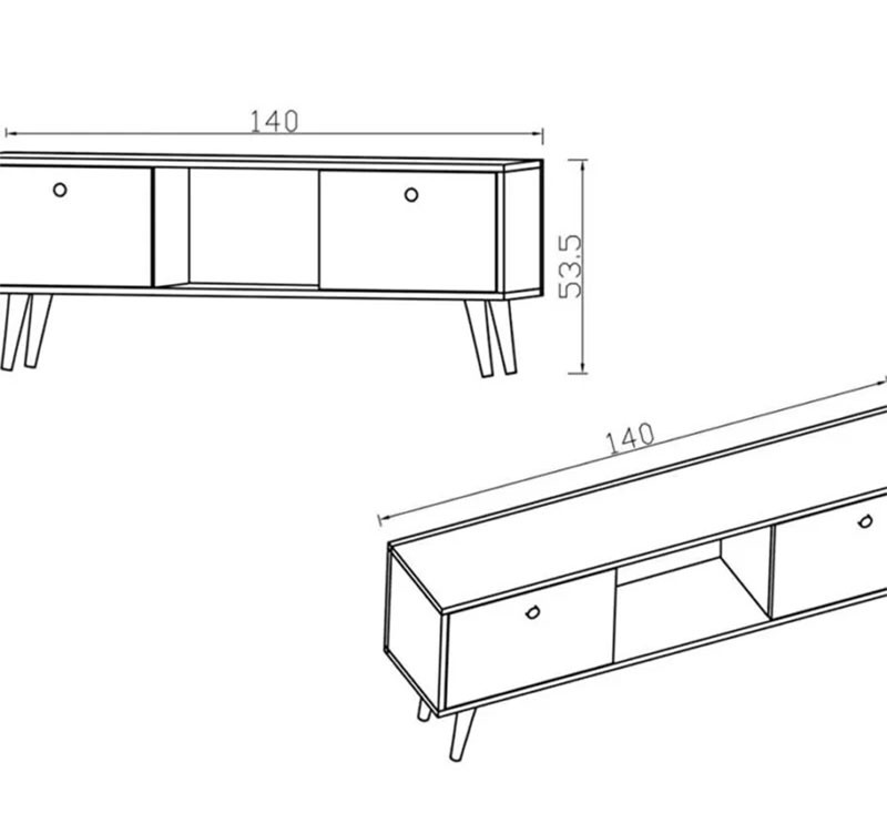 Comoda TV Loijo melaminat, culoarea nuc - gri inchis 140x30x53.5cm - 2 | YEO