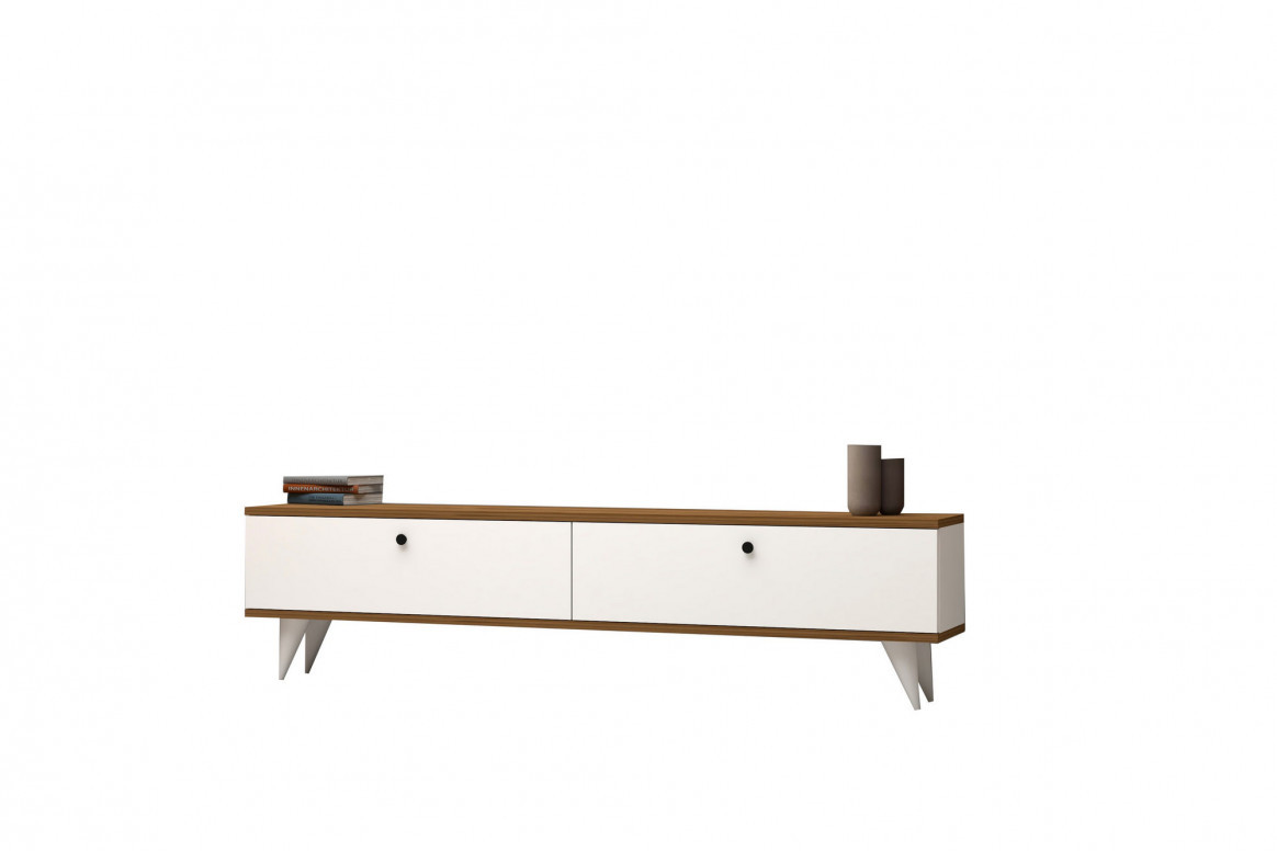 Comoda TV Paris - Alb, Walnut - 2 | YEO