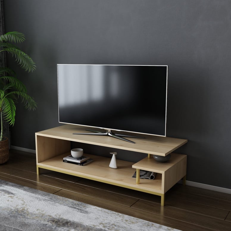 Comoda TV Reilly - Gold, Oak - 1 | YEO