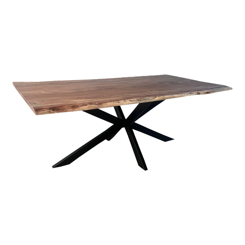 Consola Miles Boho, Pako World, lemn masiv de salcam, Grosime 3.7 cm, Natural, 200x100x76 cm