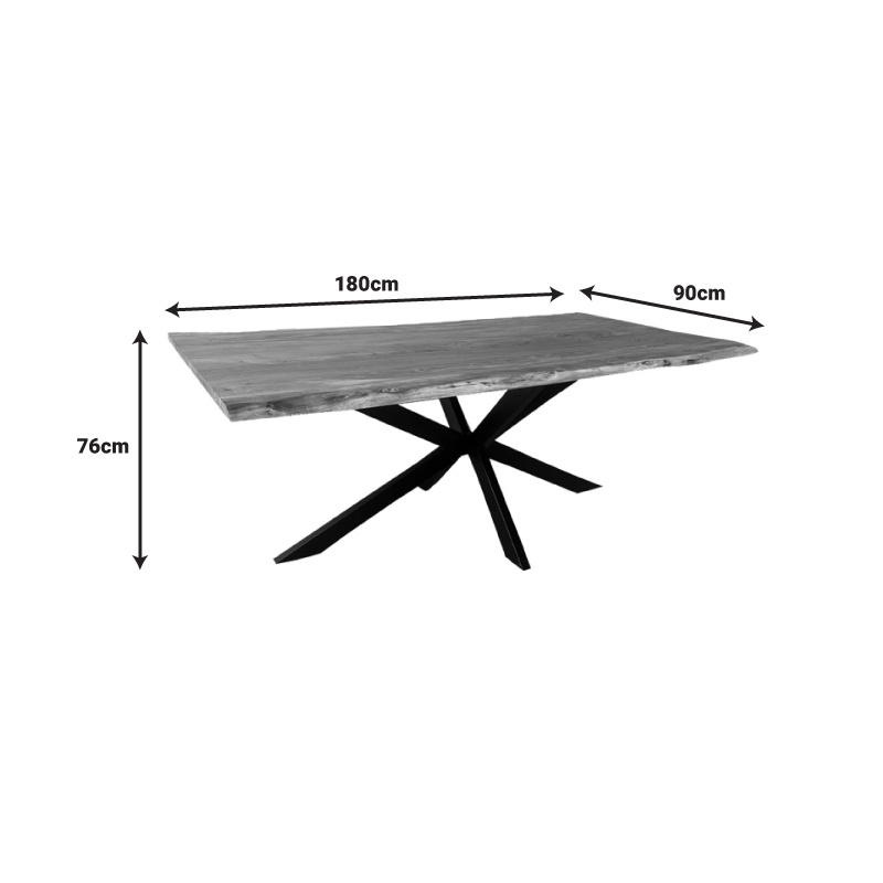 Consola Miles Boho, Pako World, lemn masiv de salcam, Grosime 3.7 cm, Natural, 180x90x76 cm - 3 | YEO