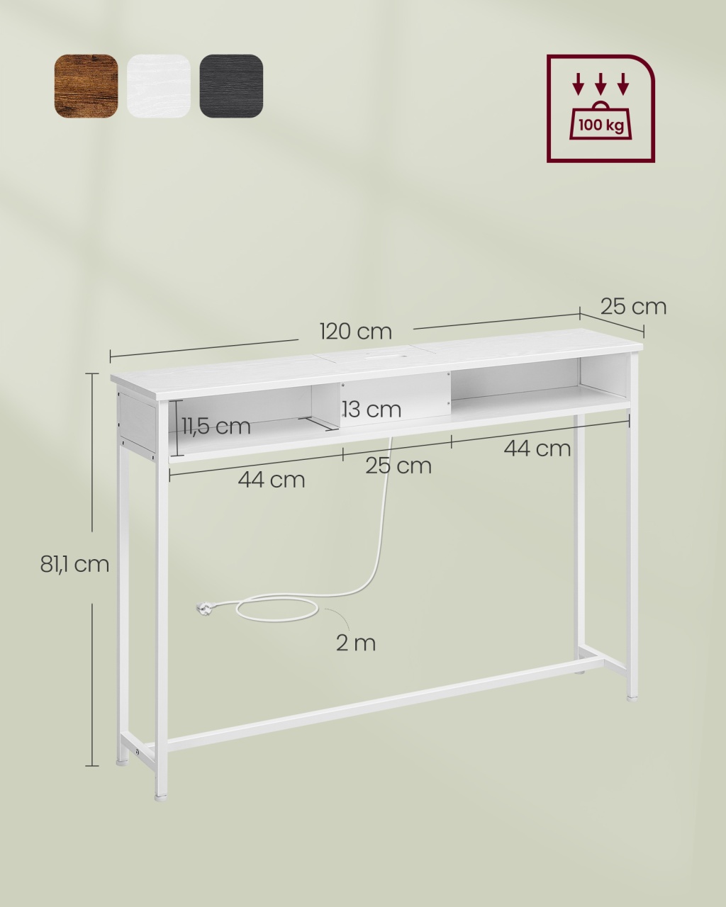 Consola Vasagle Alb 120x25x81.1 cm - 5 | YEO