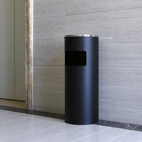 Cos de gunoi cu scrumiera Negru Songmics 60.5 x 24.5 cm - 1 | YEO
