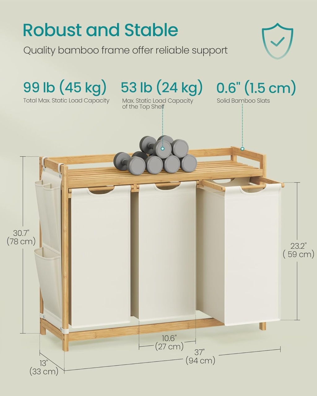 Cos de rufe Crem Songmics 97.9x33x78 cm - 2 | YEO