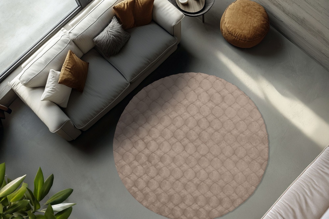 Covor rotund Diamond Cut Taupe 120x120 cm - 3 | YEO