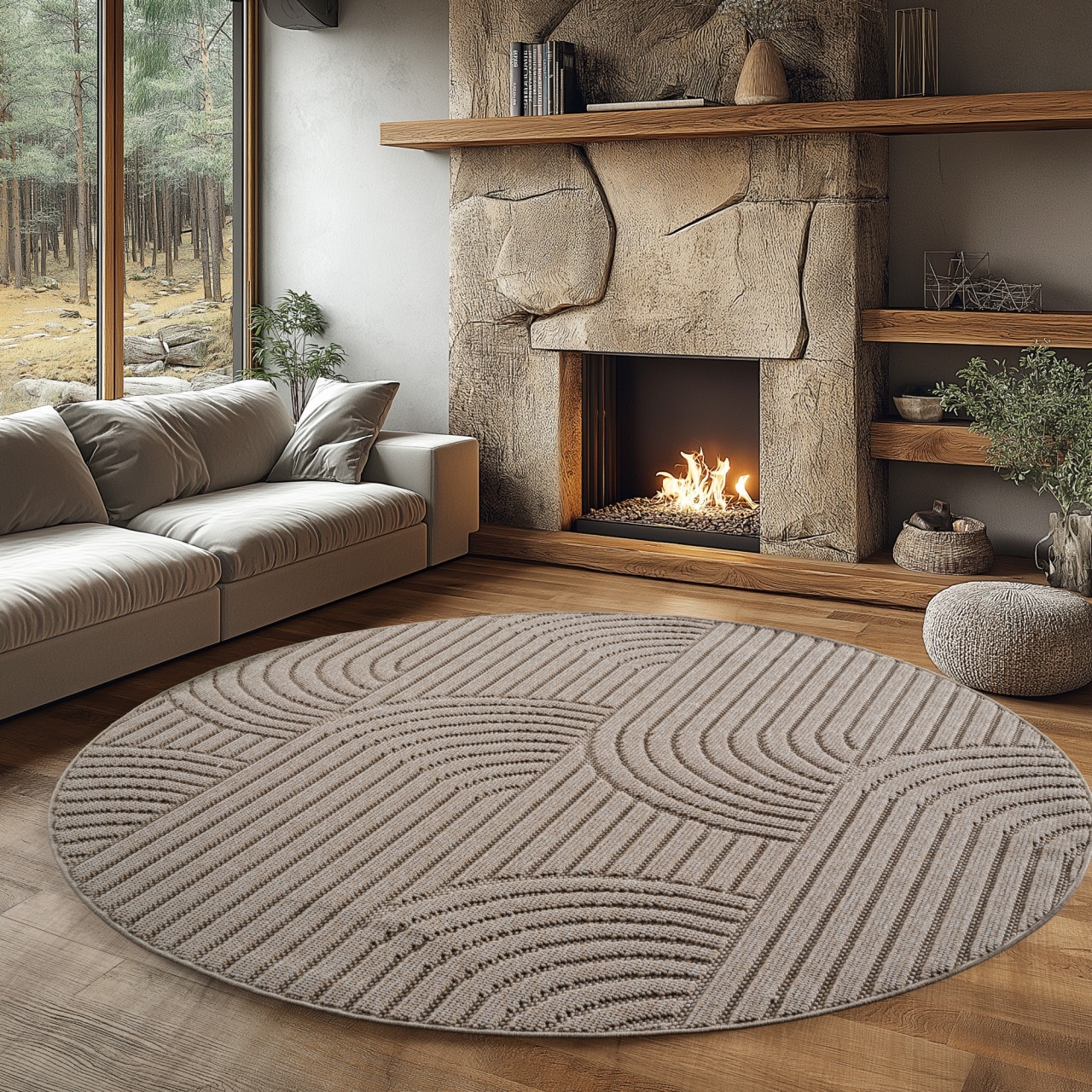 Covor rotund Helix V2 Bej 80x80 cm - 3