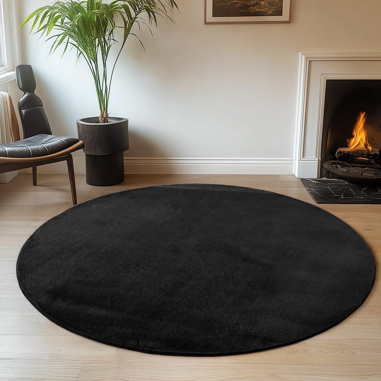 Covor rotund Joy Negru 120x120 cm - 1 | YEO