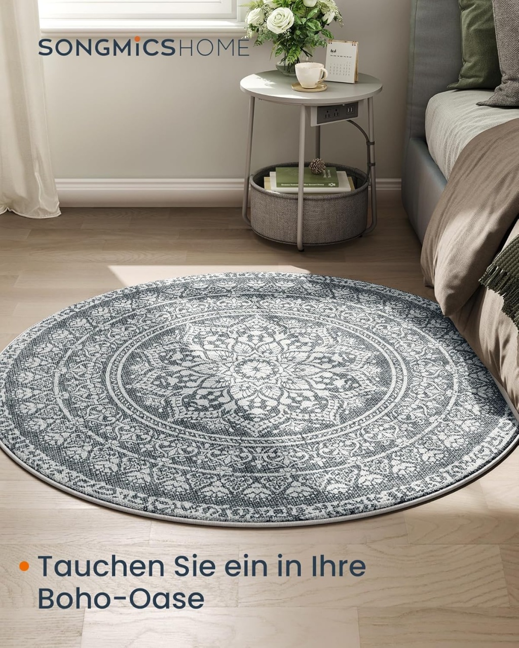 Covor rotund Songmics Gri inchis 120x120 cm - 2 | YEO