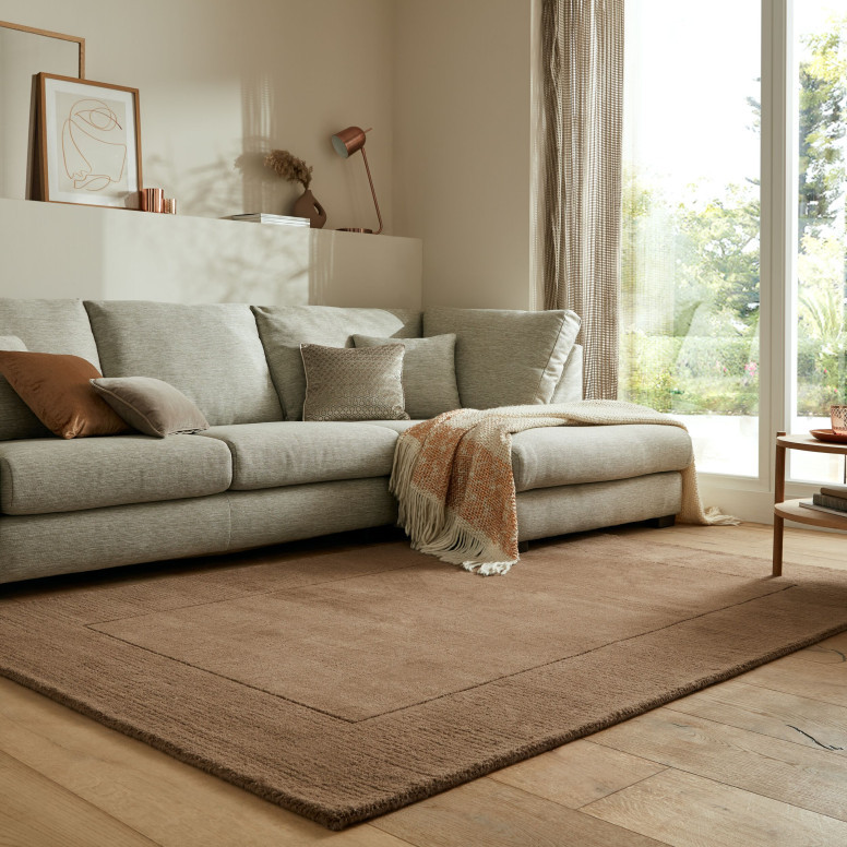 Covor Textured Wool Border Maro 160X230 cm, Flair Rugs