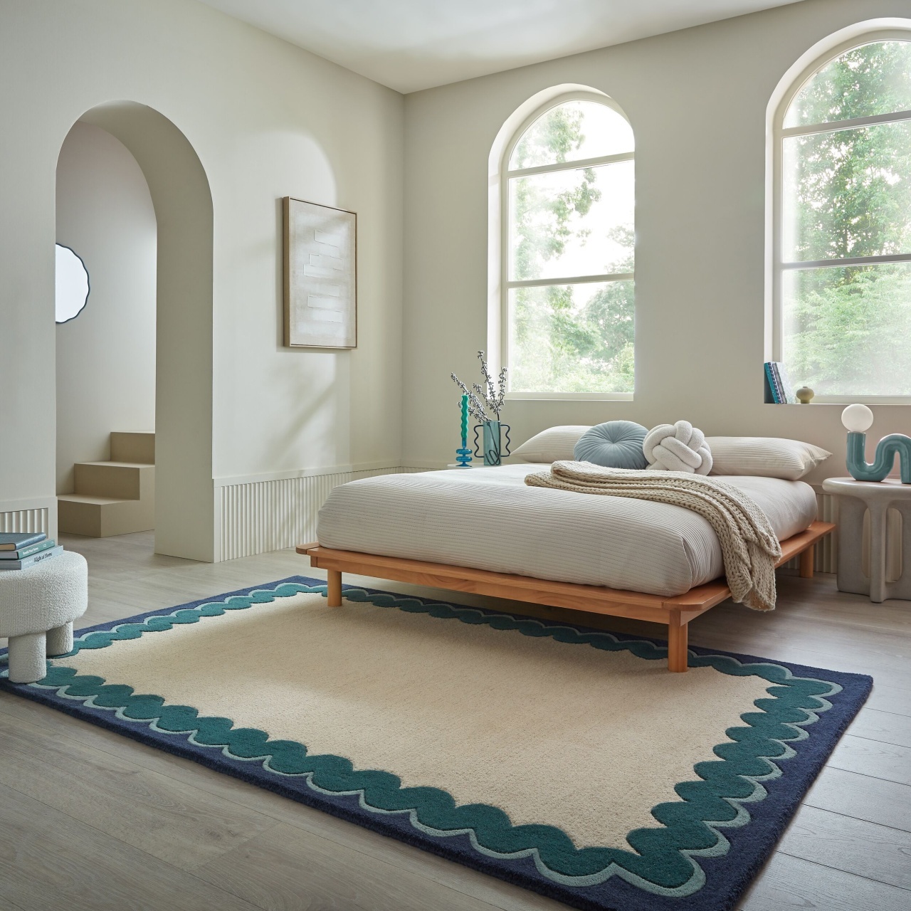 Covor Wiggle Wool Turcoaz 160x230 cm