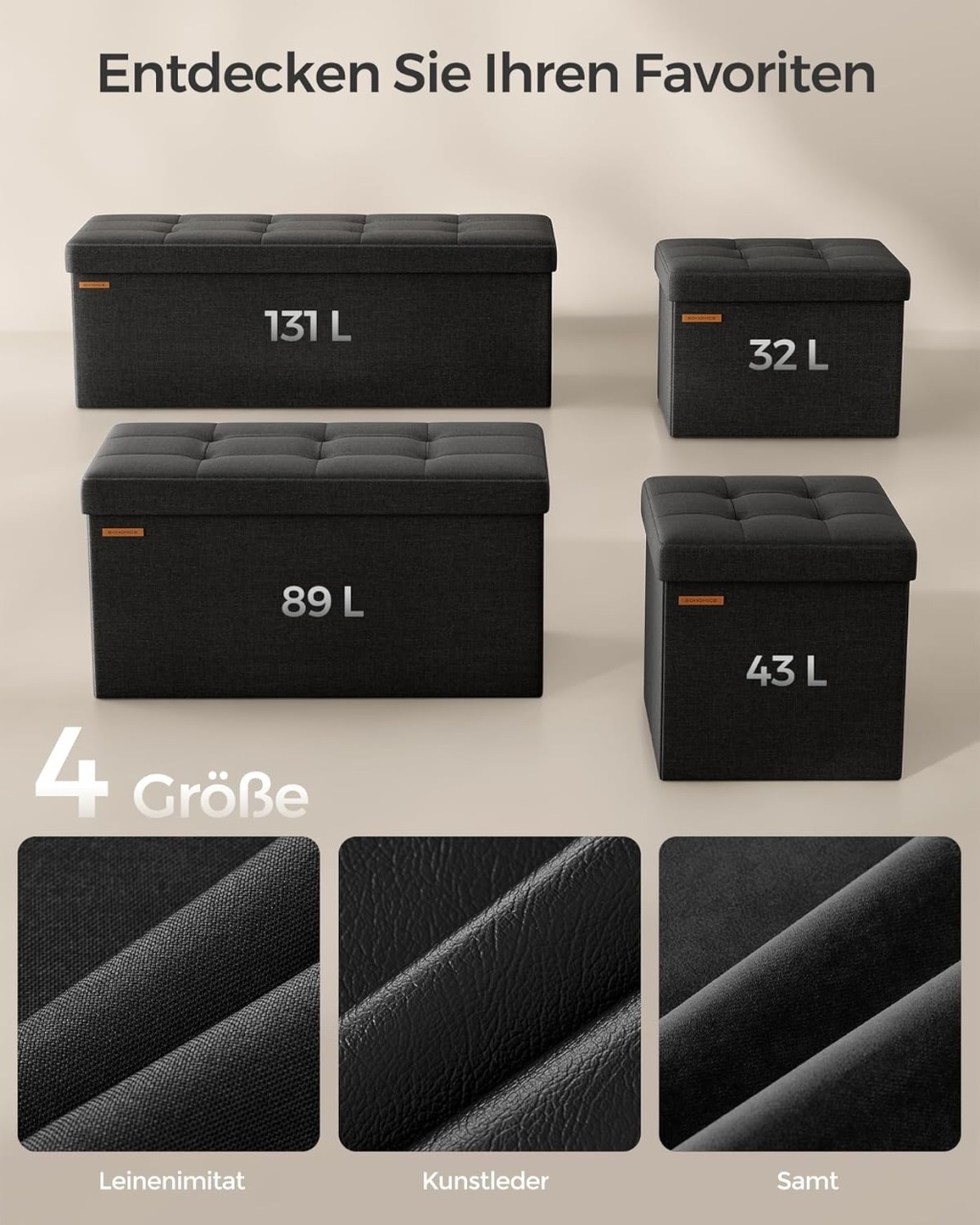 Cufar depozitare Negru Songmics 38 x 110 x 38 cm - 1 | YEO