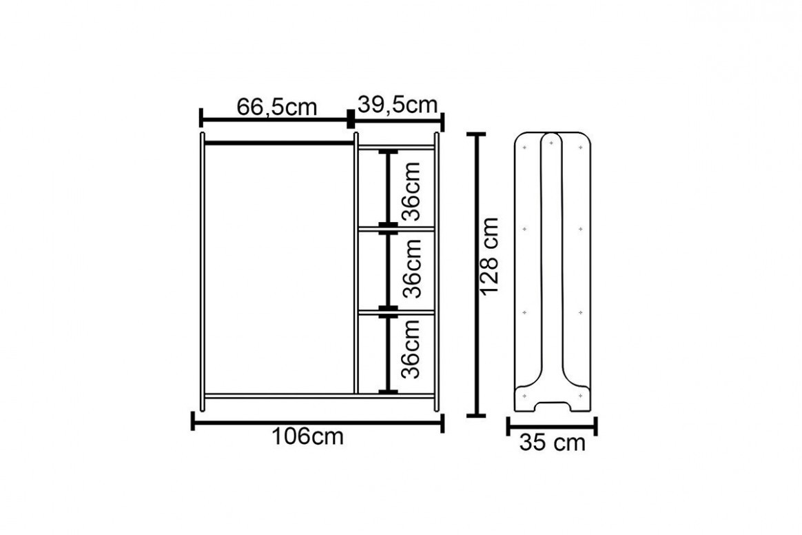 Cuier Intrare Renesme Alb 106x35x128 cm - 3 | YEO