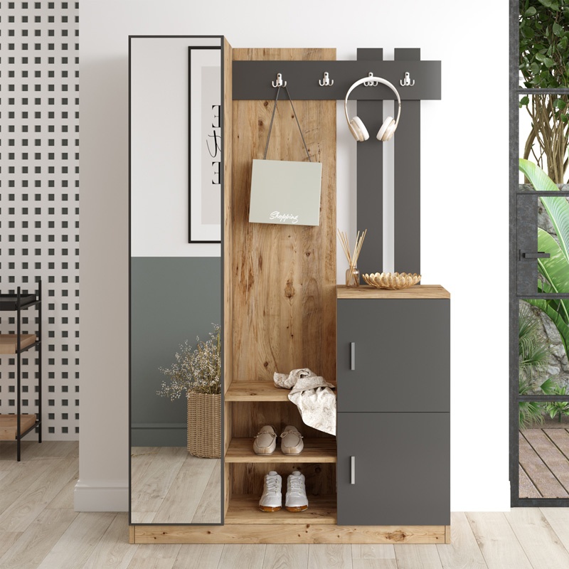 Cuier Saron, Pako World, Antracit-Natural, 113x35x180 cm - 2 | YEO