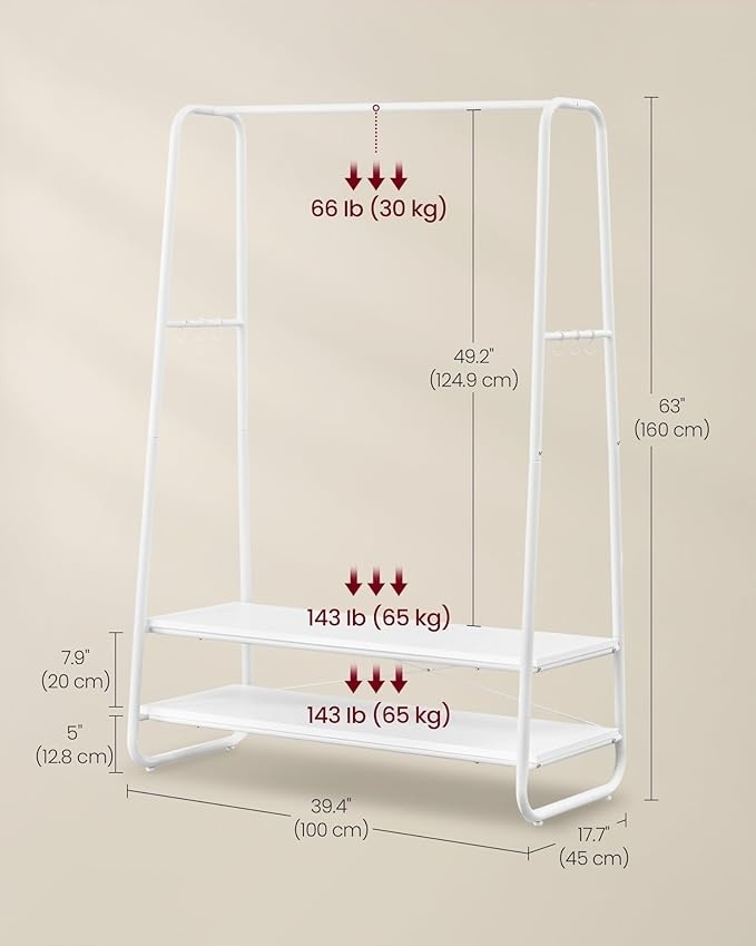 Cuier Vasagle Alb 100x45x160 cm - 5 | YEO