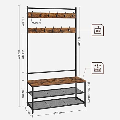 Cuier, Vasagle, Negru , 100x40x180 cm - 5 | YEO