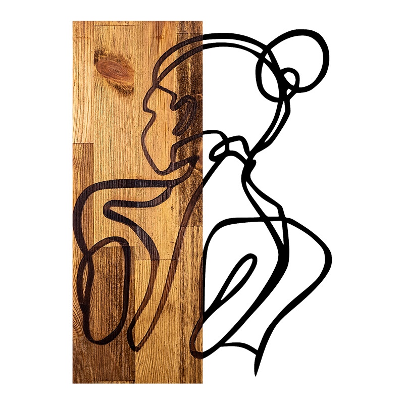 Decoratiune de perete Womanel, Pako World, Lemn de pin, Natural, 35x3x50 cm