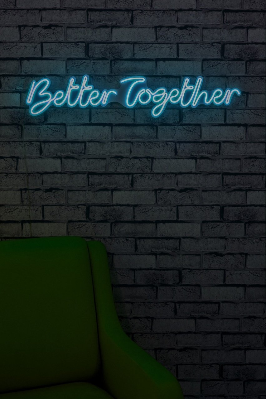 Decoratiune luminoasa LED de perete Better Together Albastru 84x16x2 cm - 2 | YEO