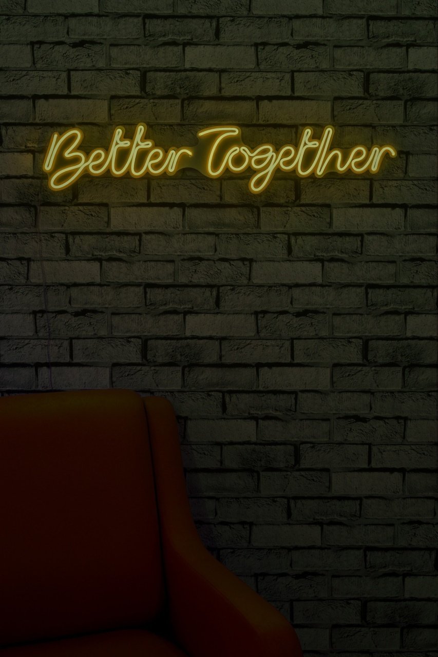 Decoratiune luminoasa LED de perete Better Together Galben 84x16x2 cm - 2 | YEO