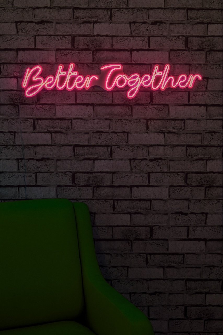 Decoratiune luminoasa LED de perete Better Together Roz 84x16x2 cm - 2 | YEO