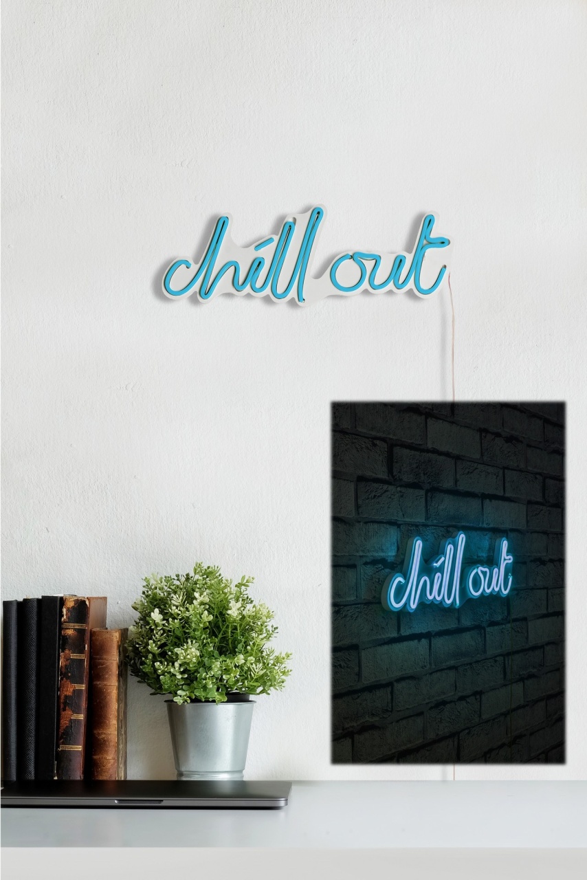 Decoratiune luminoasa LED de perete Chill Out Albastru 39x14x2 cm - 3 | YEO