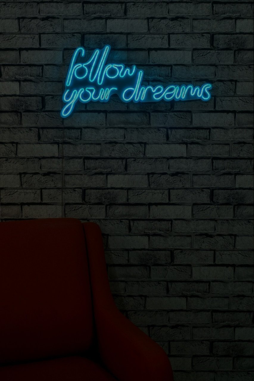 Decoratiune luminoasa LED de perete Follow Your Dreams Albastru 60x32x2 cm - 2 | YEO