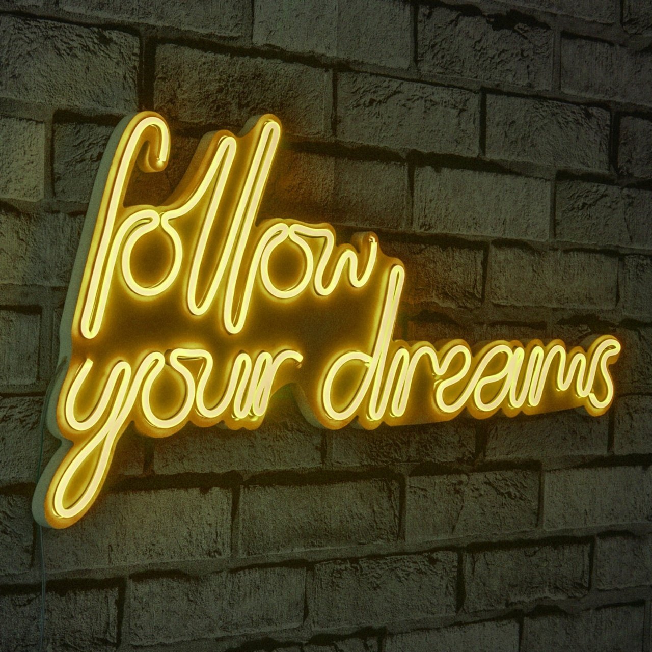 Decoratiune luminoasa LED de perete Follow Your Dreams Galben 60x32x2 cm