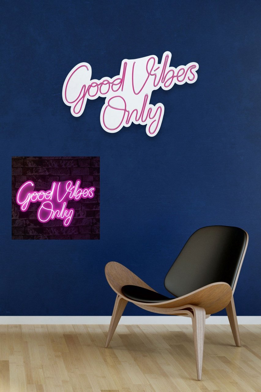 Decoratiune luminoasa LED de perete Good Vibes Only 2 Roz 37x62x2 cm - 3 | YEO