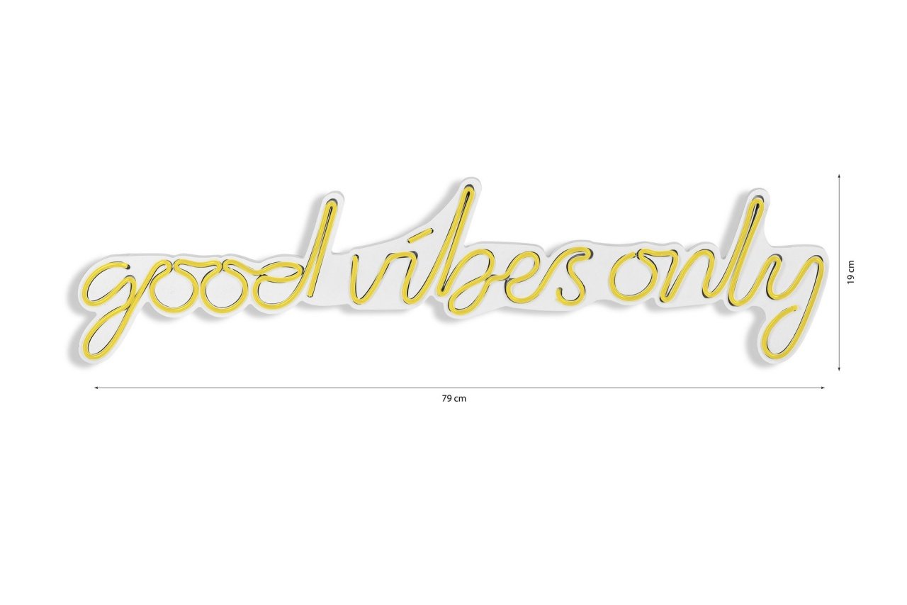 Decoratiune luminoasa LED de perete Good Vibes Only Galben 76x19x2 cm