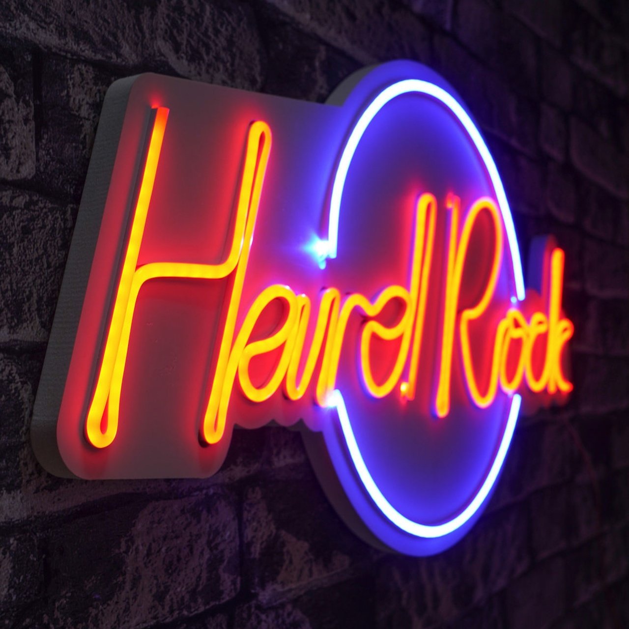 Decoratiune luminoasa LED de perete Hard Rock Albastru 32x60x2 cm