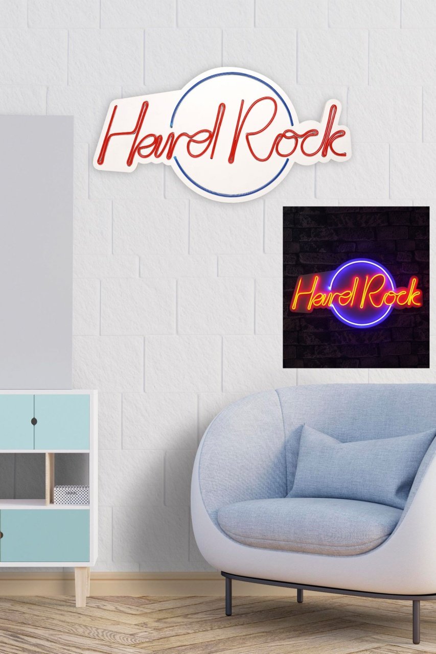 Decoratiune luminoasa LED de perete Hard Rock Albastru 32x60x2 cm - 3 | YEO