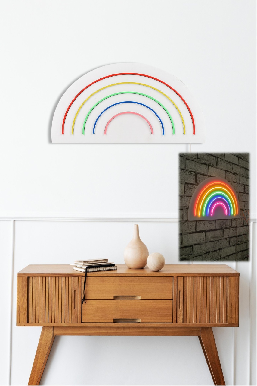 Decoratiune luminoasa LED de perete Rainbow Multicolor 50x26x2 cm - 2 | YEO