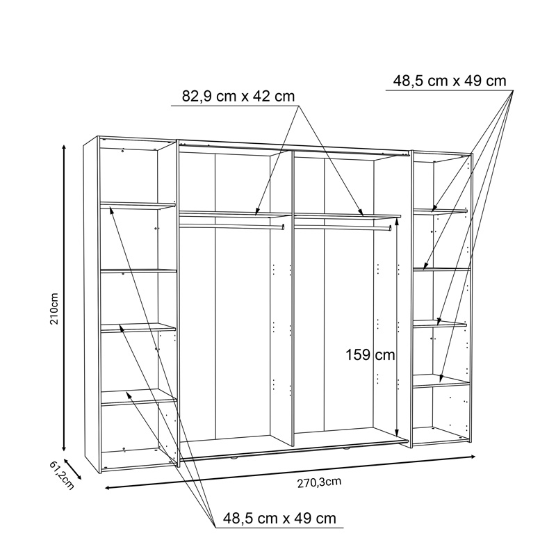 Dulap cu 4 usi Verzo Pako World Maro deschis 270.5x61.5x210.5 cm