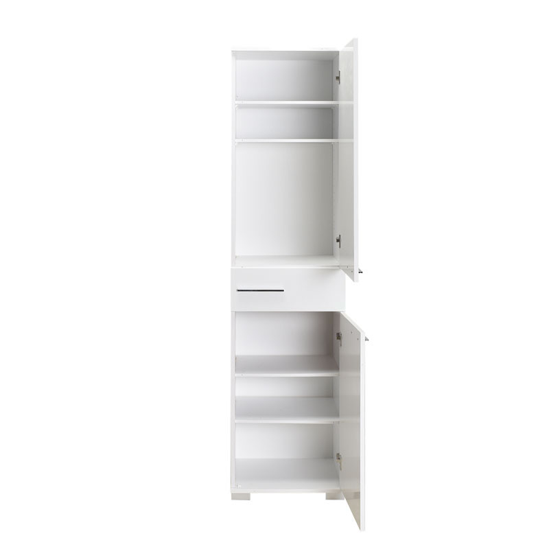 Dulap cu sertar si 2 compartimente Chad alb lucios 45x40x188cm - 5
