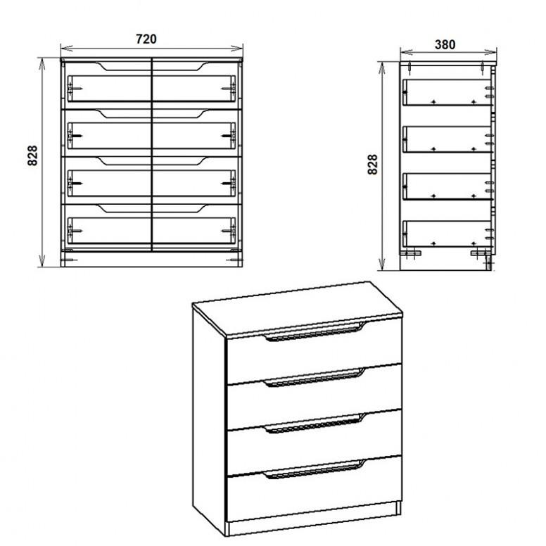 Dulap cu Sertare Azenor Alb 72x38x83 cm