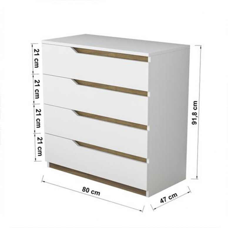 Dulap cu Sertare Verena Alb 80x47x92 cm