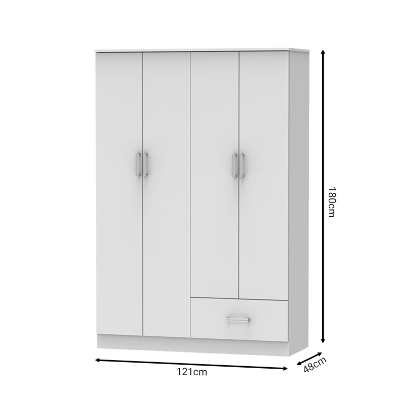 Dulap dormitor Karter Pako World Alb 121x48x180 cm - 2 | YEO