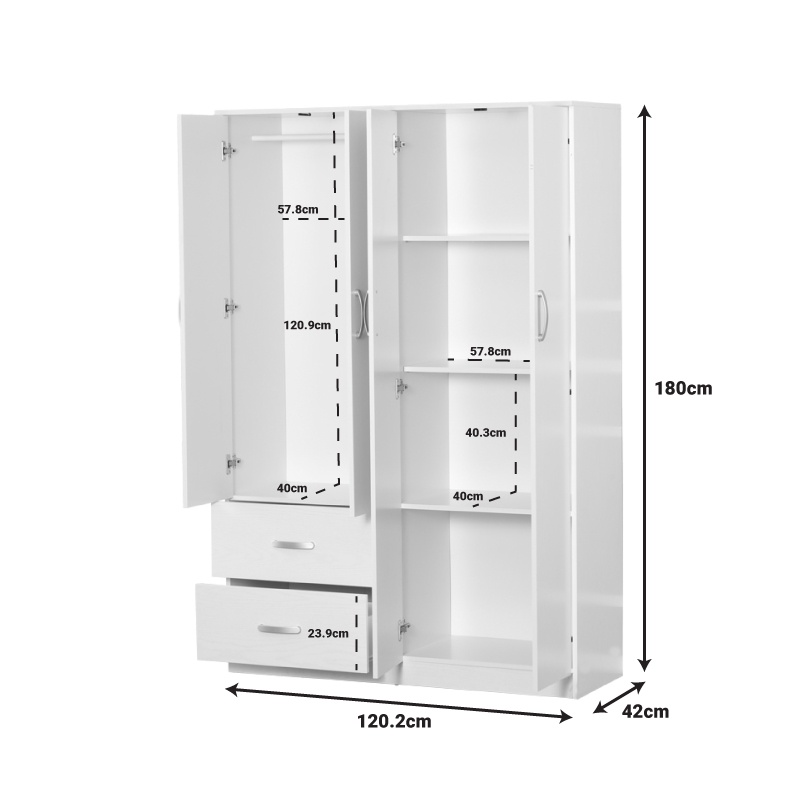 Dulap dormitor Zelia Pako World Alb 120x42x180 cm