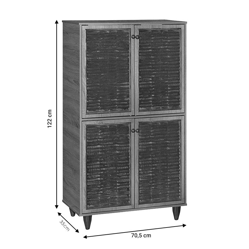 Dulap Pantofi Ronan culoarea nuc 70.5x35x122cm - 3 | YEO