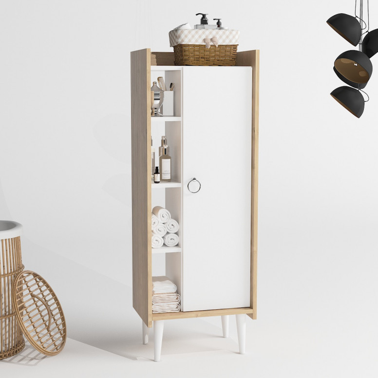 Dulap Pentru Baie LagomoodRuby Oak-Alb - 2 | YEO